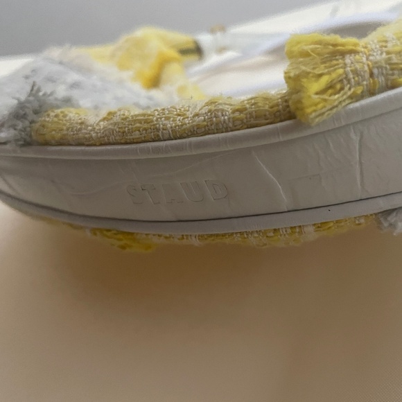 Staud Sasha Bicolor Tweed Patchwork Shoulder Bag In Lemon - Picture 2 of 4